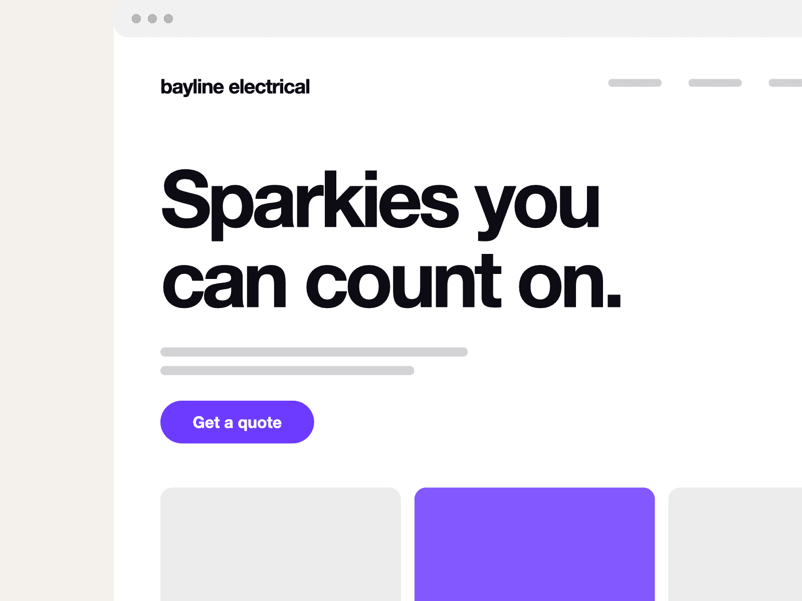 Placeholder preview of an electrician’s website